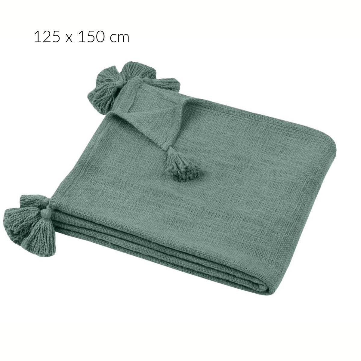 Wohndecke Decke aus Baumwolle SANCHEZ mit Fransen, 125 x 150 cm, STOF