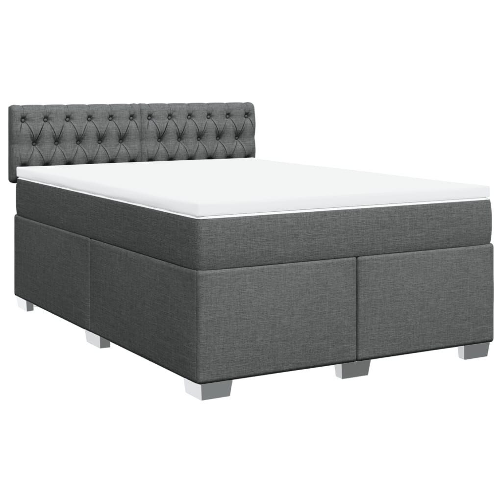 vidaXL Bett Boxspringbett mit Matratze Dunkelgrau günstig online kaufen