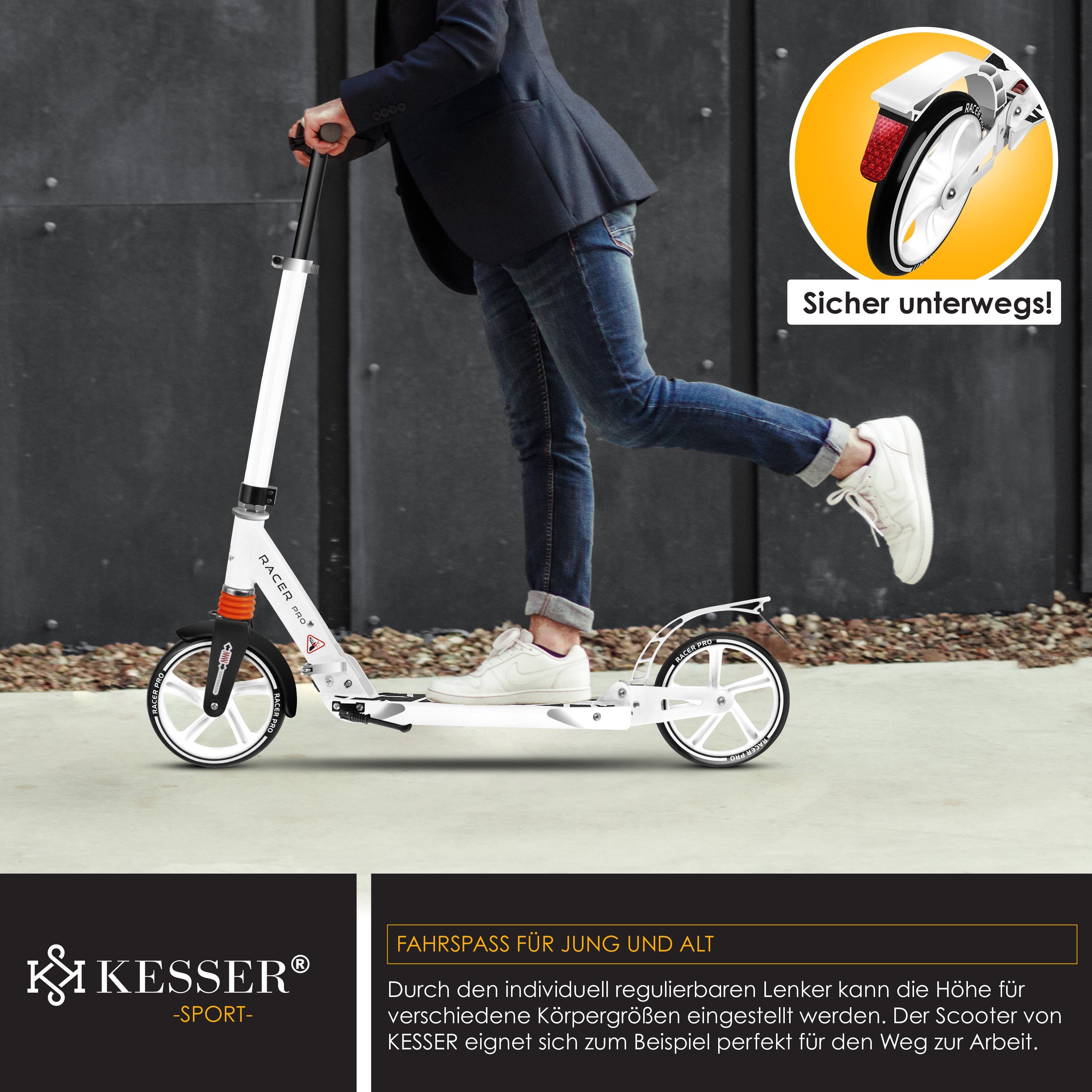 KESSER Scooter, Cityroller Scooter 205mm Räder PU Big Wheel Pro-S Tretroller