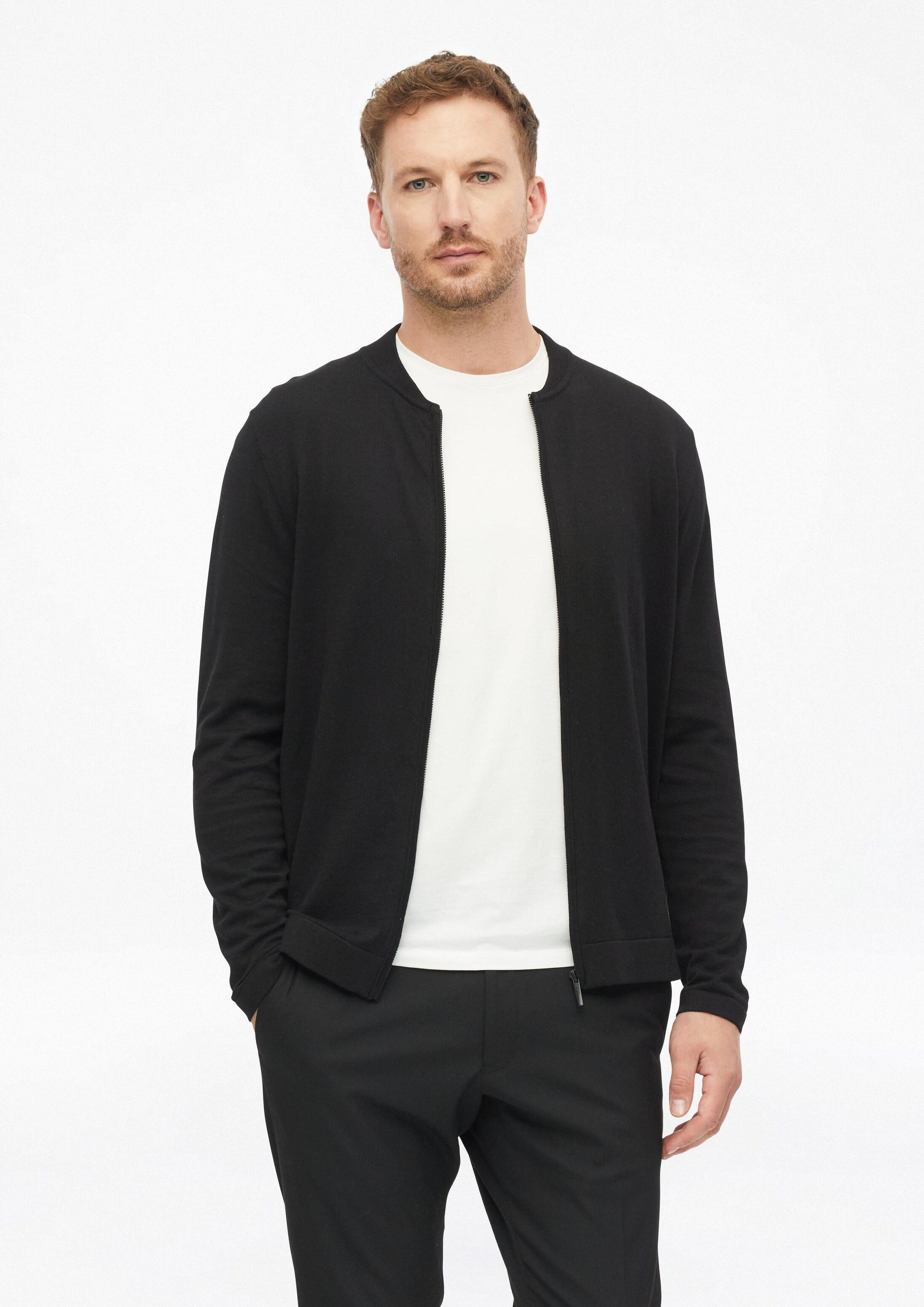 s.Oliver Cardigan Strickjacke Strickjacke im Blouson-Stil aus Baumwoll-Seiden-Mix