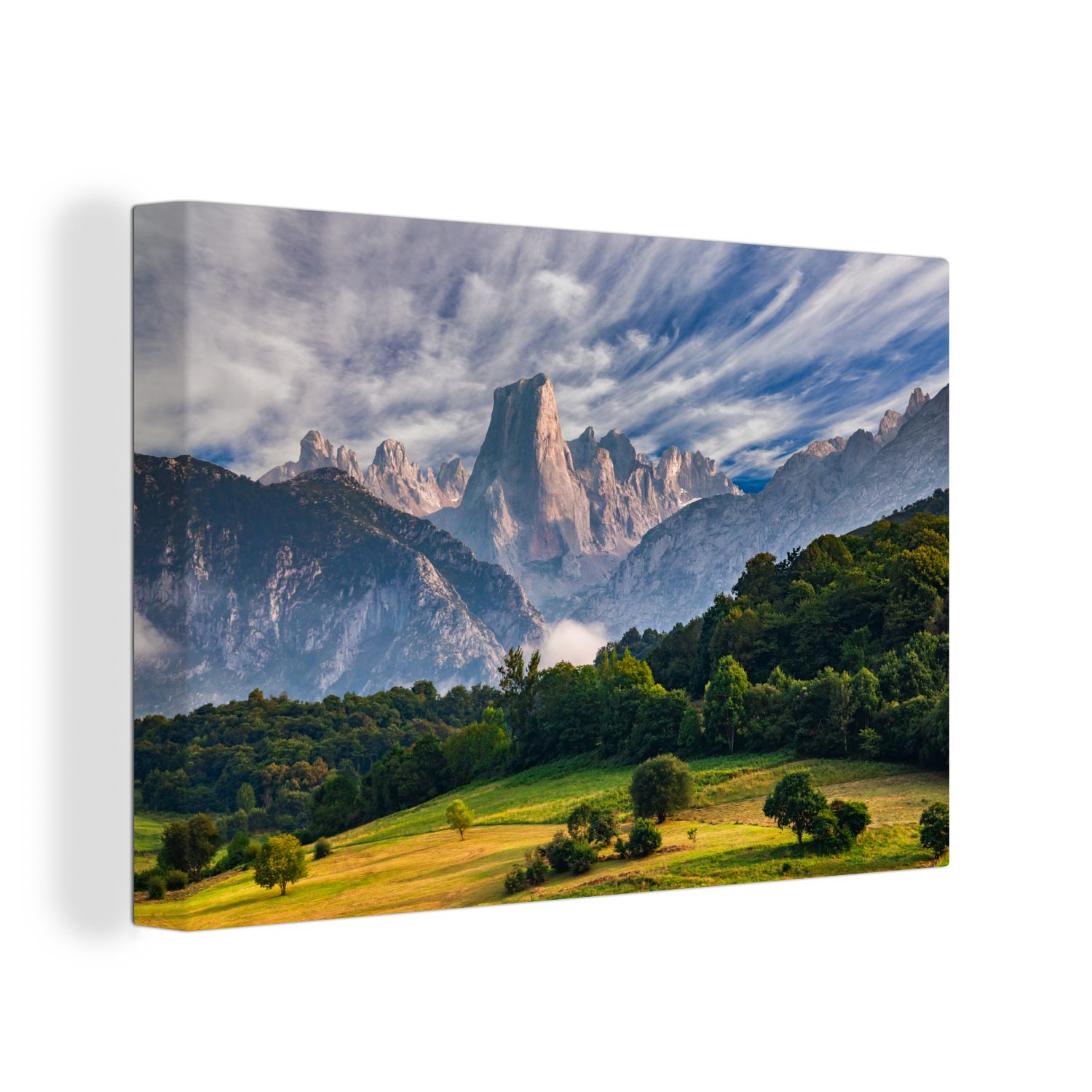 OneMillionCanvasses® Leinwandbild Blick auf die Berge der Picos de Europa in Spanien, (1 St), Wandbild Leinwandbilder, Aufhängefertig, Wanddeko, 30x20 cm