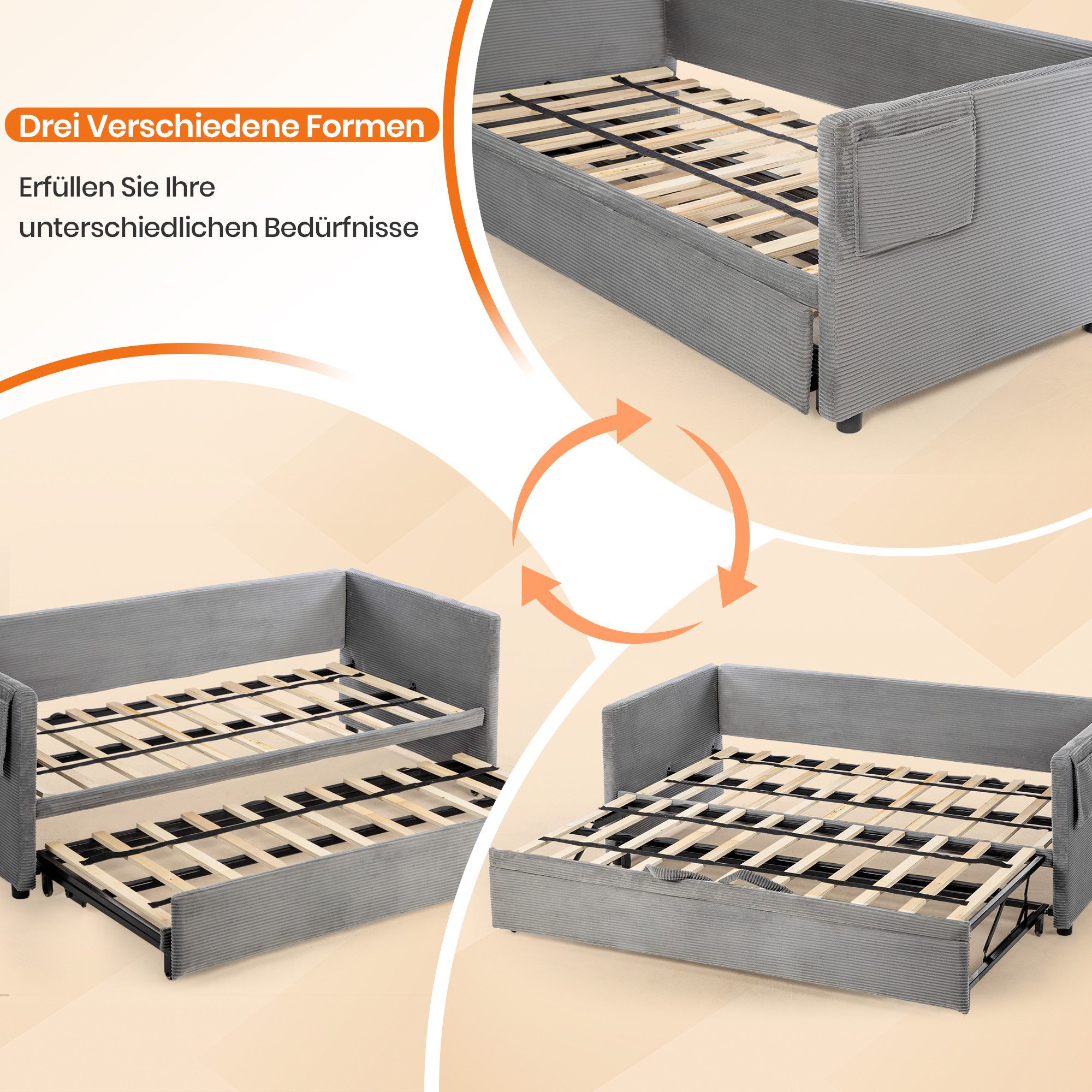 HOMYEDAMIC Schlafsofa Schlafsofa Doppelbett Schlafsofa 2-Sitzer Sofa Couch, günstig online kaufen