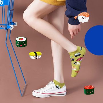 Alster Herz Freizeitsocken Damen Lustige Bunte Sneaker Socken mit verschiendenen Motiven, A0413 (4-Paar) Größe 36-41, perfekt für den Sommer