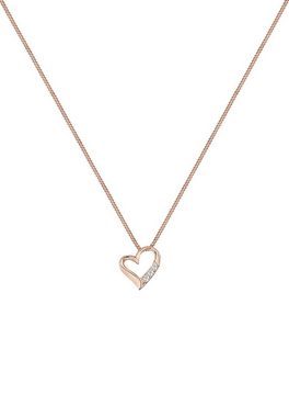 Elli DIAMONDS Kette mit Anhänger Herz Liebe Diamant (0.06 ct) 925 Silber, Herz