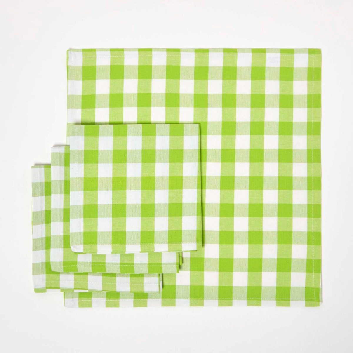 Homescapes Stoffserviette 4er-Set Stoffservietten grün kariert – 45 x 45 cm, 100% Baumwolle