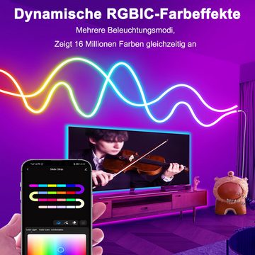 REDOM LED Stripe 5M RGB LED Strip Set LED Streifen Lichtband Bluetooth via App Dimmbar, Selbstklebend Lichterkette Fernbedienung Musik Sync Party Zimmer Küche