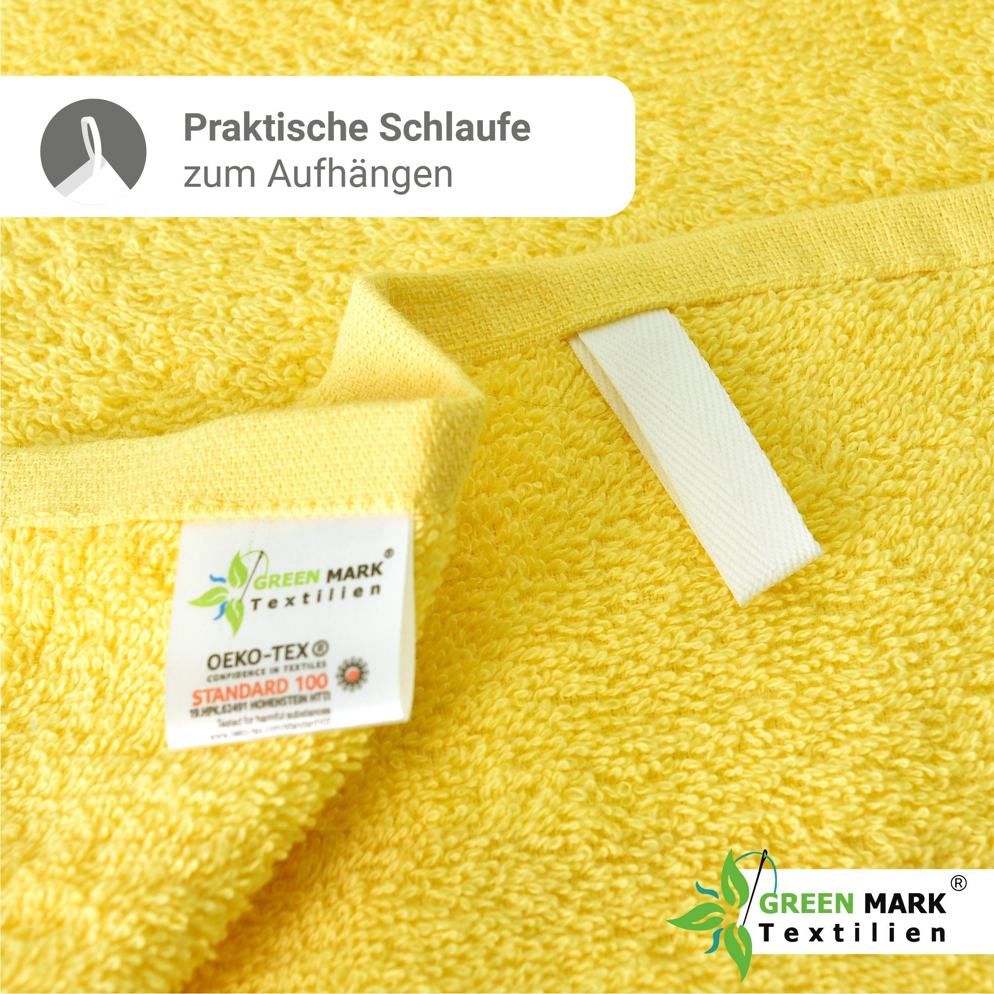 Gelb (4-St), 400gsm, Baumwolle NatureMark Duschtuch 100% Duschtuch Duschhandtuch 70x140cm