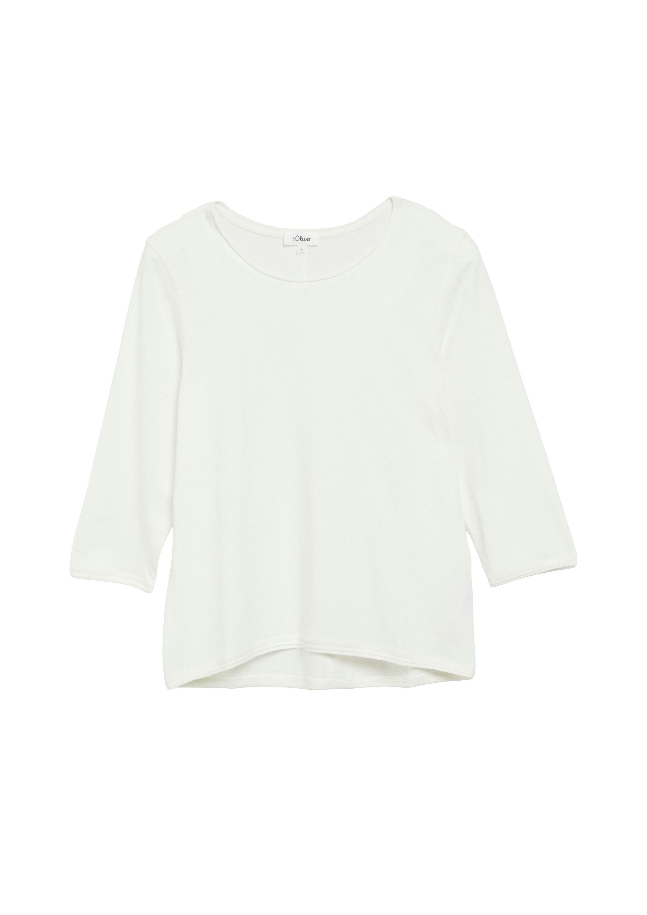 s.Oliver 3/4-Arm-Shirt T-Shirt T-Shirt mit Rollkante im Relaxed Fit