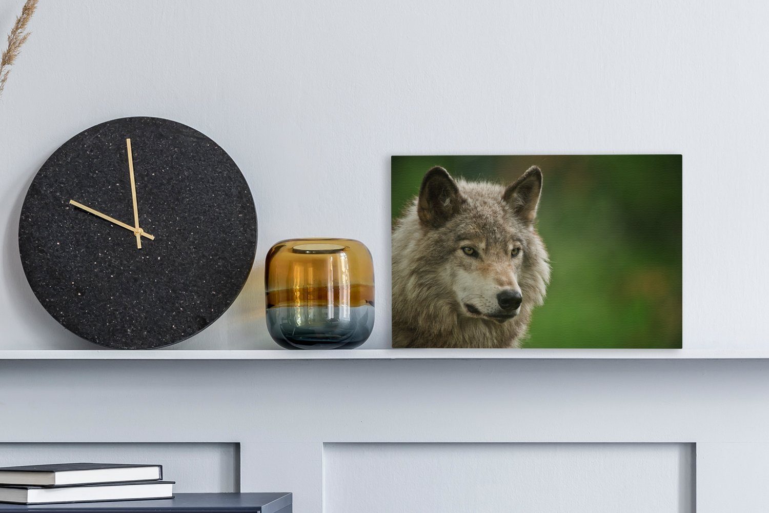 Grau Wandbild Wolf OneMillionCanvasses® - (1 Fell, 30x20 Wanddeko, cm St), - Aufhängefertig, Leinwandbilder, Leinwandbild