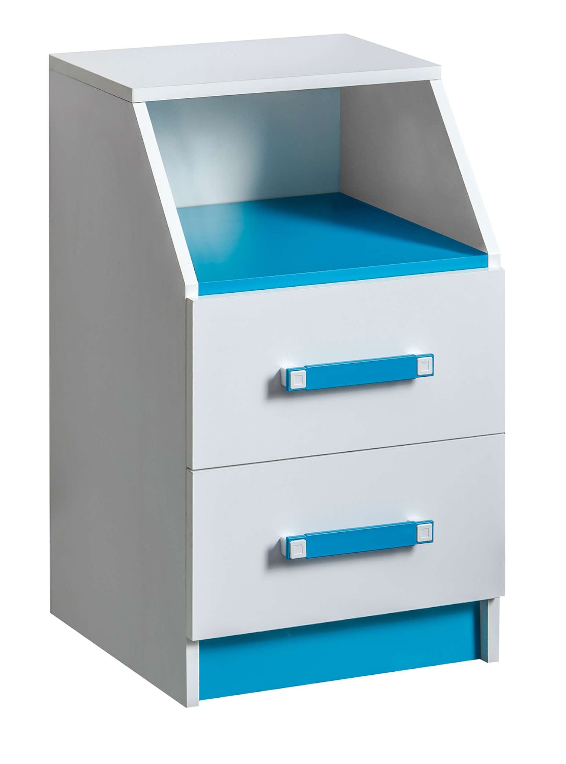 Stylefy Kinderkleiderschrank Taira (Container, Schreibtisch-Unterschrank) mit Schubladen, Vollauszug, viel Stauraum, Design Modern, für Kinder Weiß - Türkis