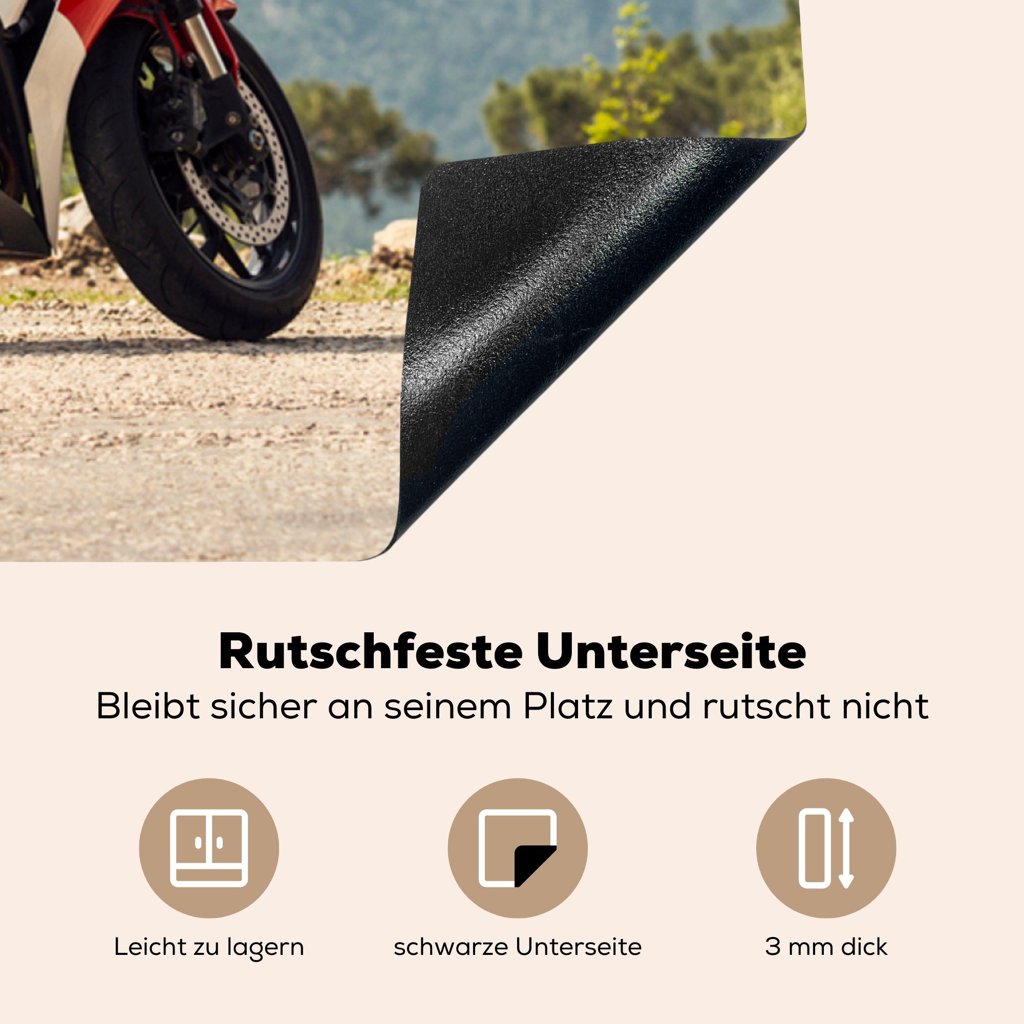 - Weiß Arbeitsplatte Ceranfeldabdeckung, Vinyl, cm, Rot, MuchoWow 78x78 tlg), Herdblende-/Abdeckplatte für küche (1 - Motorrad