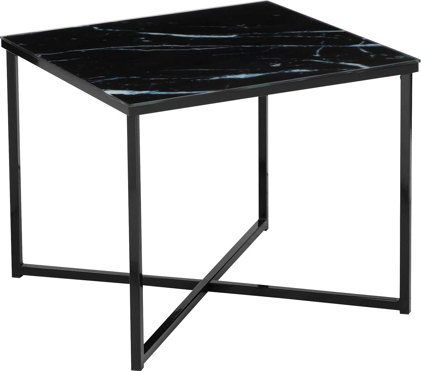 SalesFever Beistelltisch, Tischplatte in Marmoroptik Schwarz/Schwarz | Schwarz | Schwarz