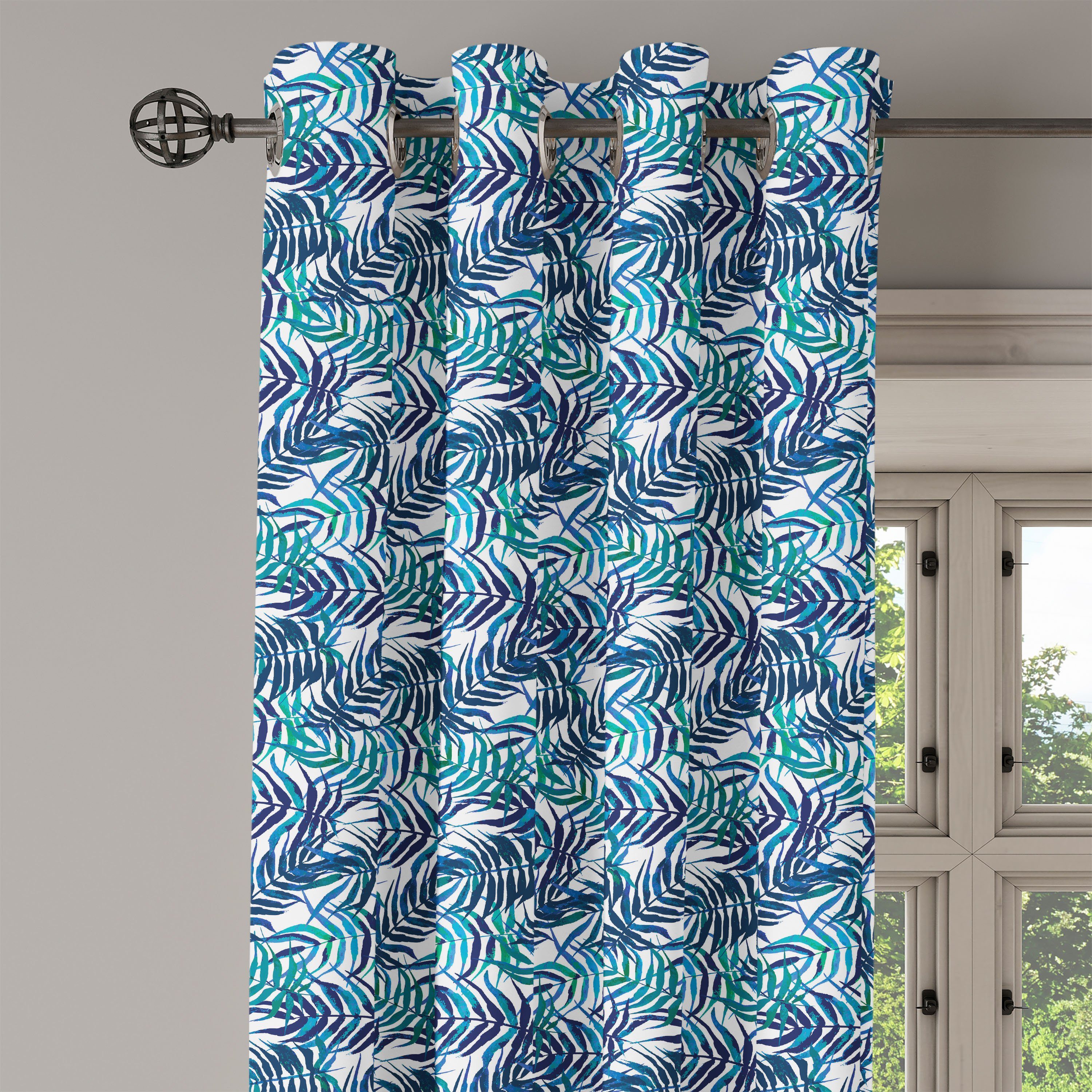 Gardine Dekorative 2-Panel-Fenstervorhänge Exotic Abakuhaus, Palmblatt Natur für Tropisch Schlafzimmer Wohnzimmer