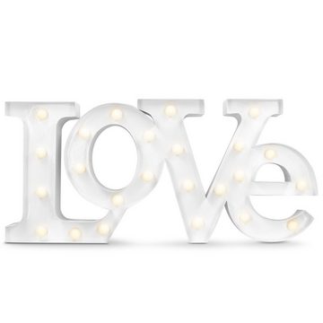 Navaris LED Dekolicht, LED fest integriert, LED Schriftzug LOVE Dekoleuchte - 46,5 x 21 x 5cm - Metall Leuchtbuchstaben batteriebetrieben - Retro Aufsteller LED-Dekolampe