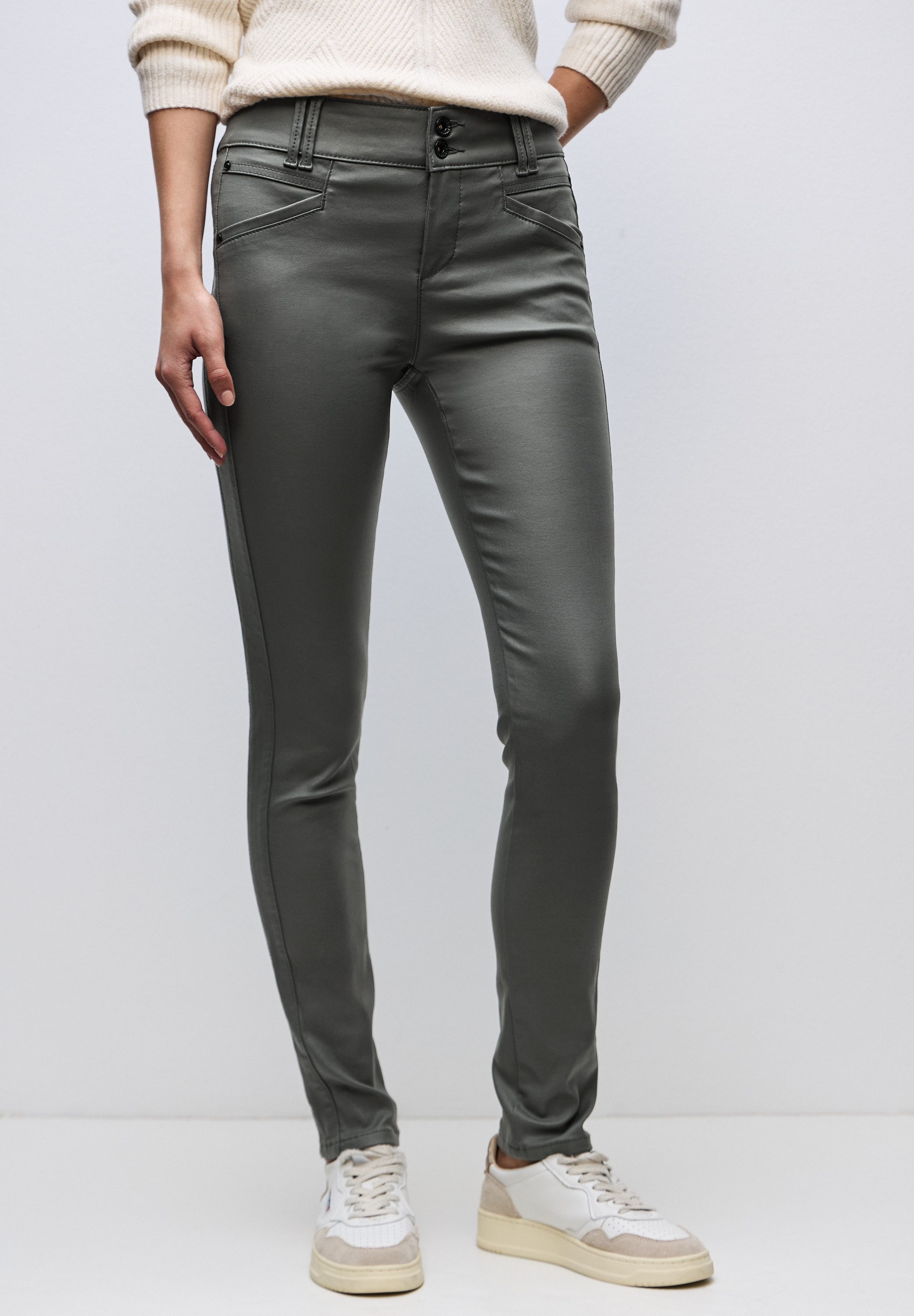 STREET ONE Lederimitathose mit Coating günstig online kaufen