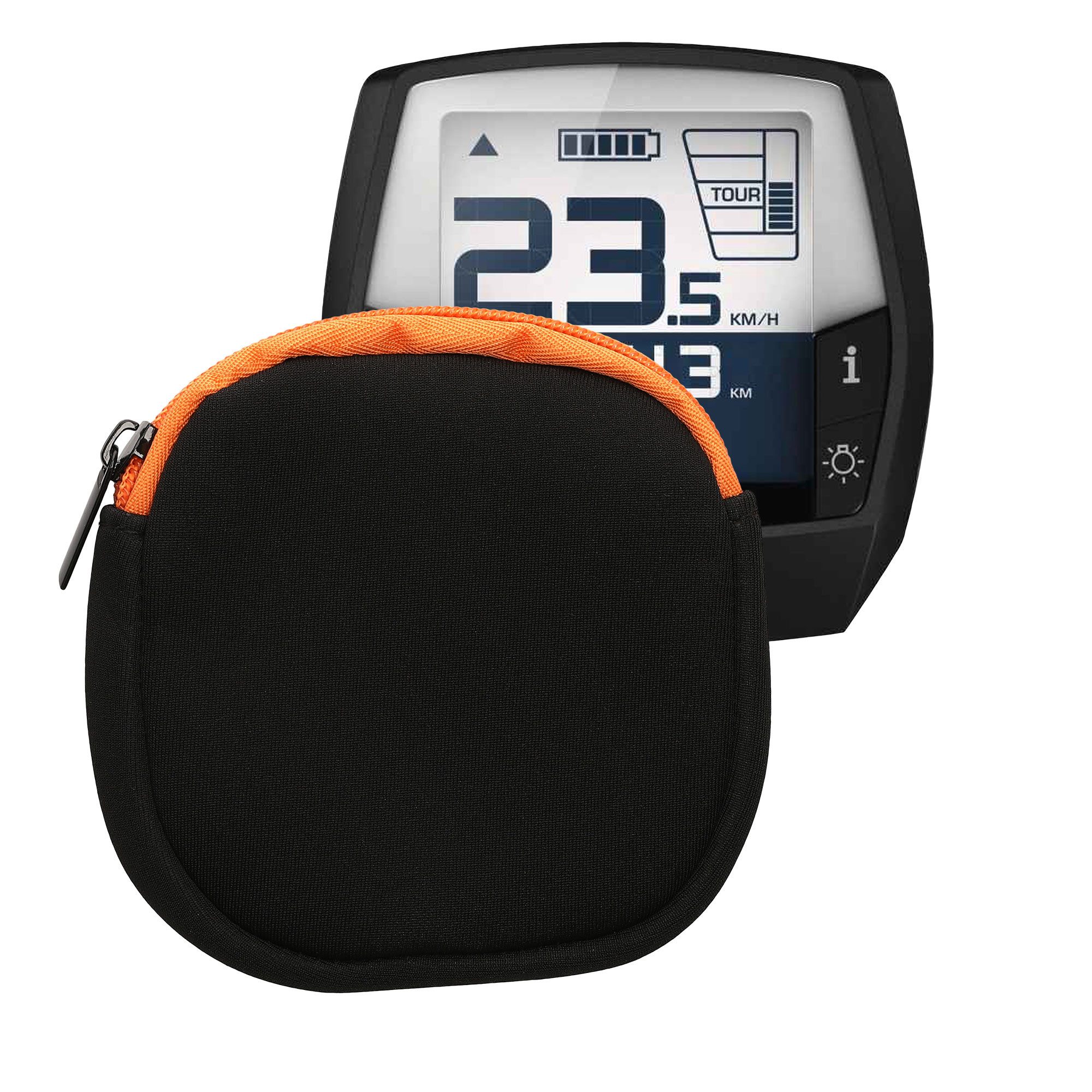 kwmobile Smartphone-Hülle Tasche für Bosch Intuvia, E-Bike Computer Neopren Hülle - Schutztasche Schwarz matt Orange