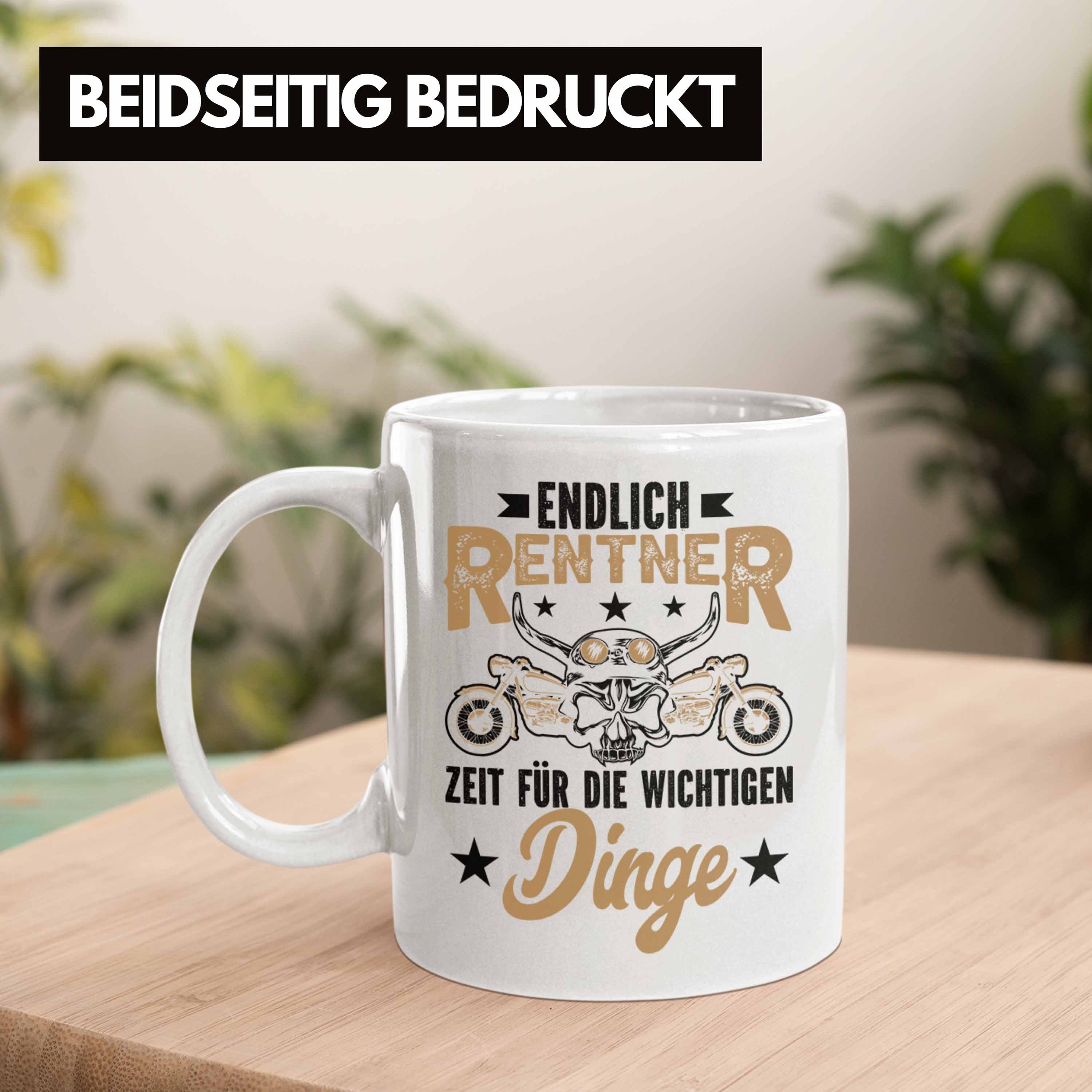 Trendation - Tasse Rentner Weihnachten Opa Weiss Geburtstag Motorradfahrer Trendation Geschenkidee Spruch Lustiger Tasse Geschenk Renteneintritt