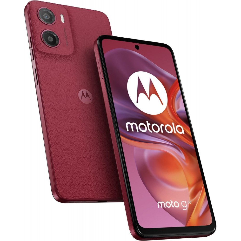 Motorola XT2523-3 Moto G05 64 GB / 4 GB - Smartphone - plum red Smartphone (Hochwertige Kamera)