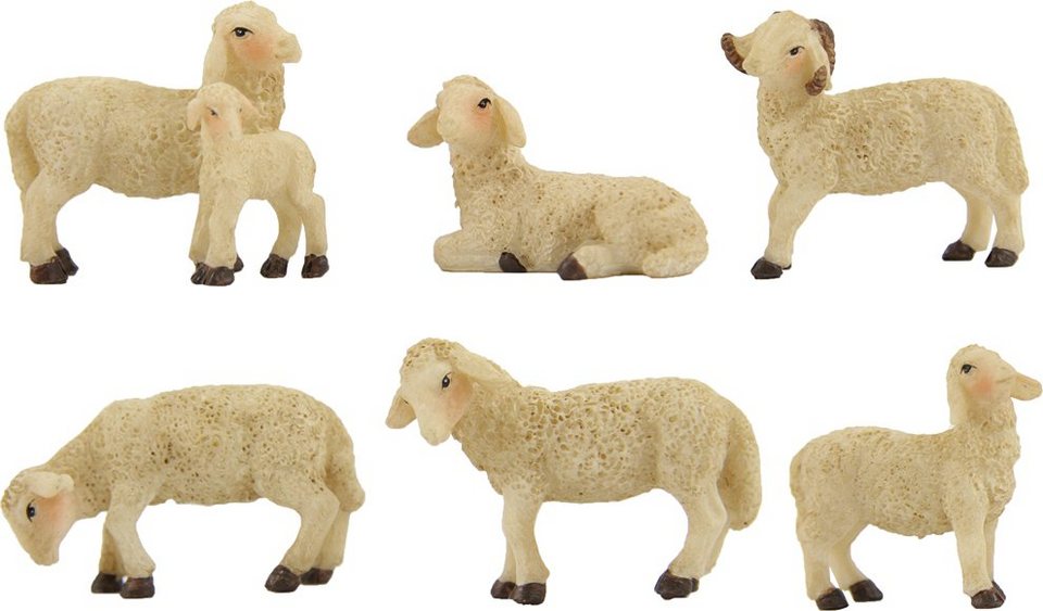 FADEDA Tierfigur 6x FADEDA Schafe mit Widder und Lamm, Höhe in cm: 4,1 (6 St )