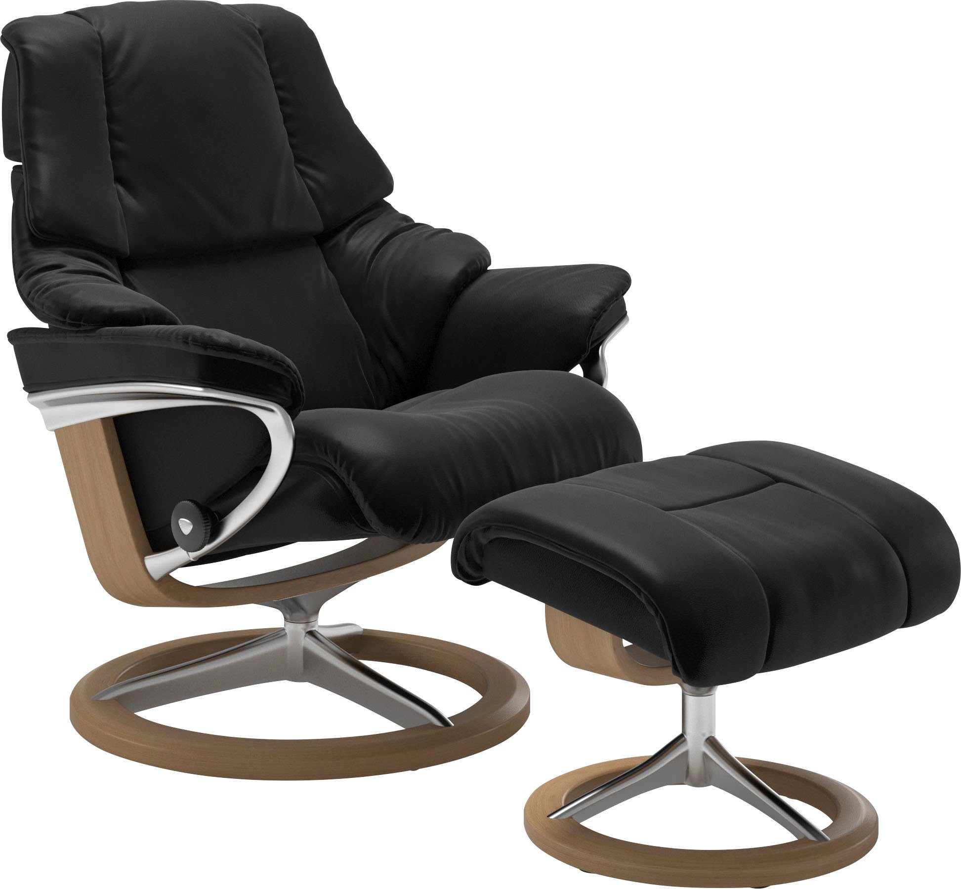 Stressless® Relaxsessel Reno (Set, Relaxsessel mit Hocker), mit Hocker, mit Signature Base, Размер S, M & L, Gestell Eiche