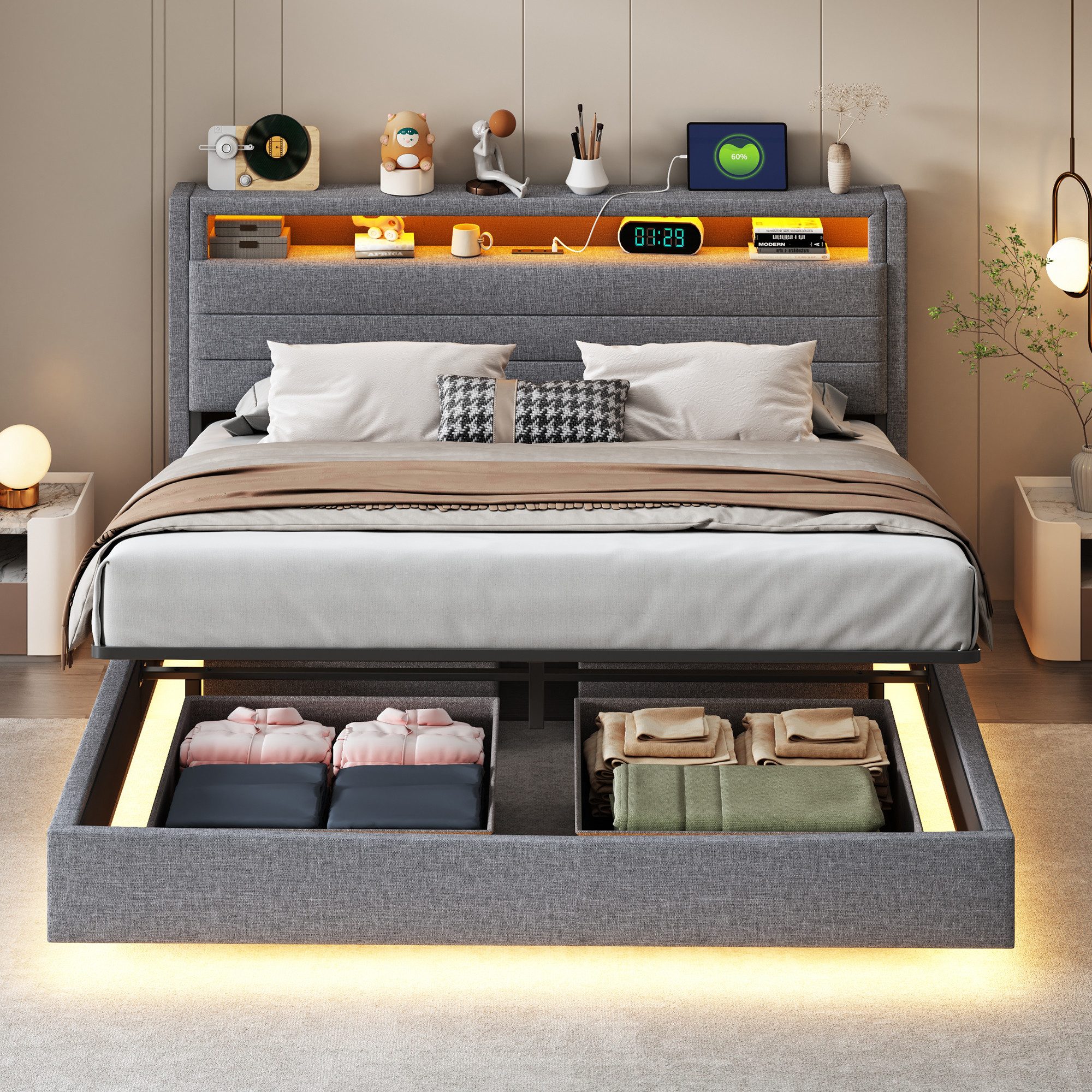 REDOM Polsterbett Doppelbett Kinderbett Stauraumbett Jugendbett günstig online kaufen