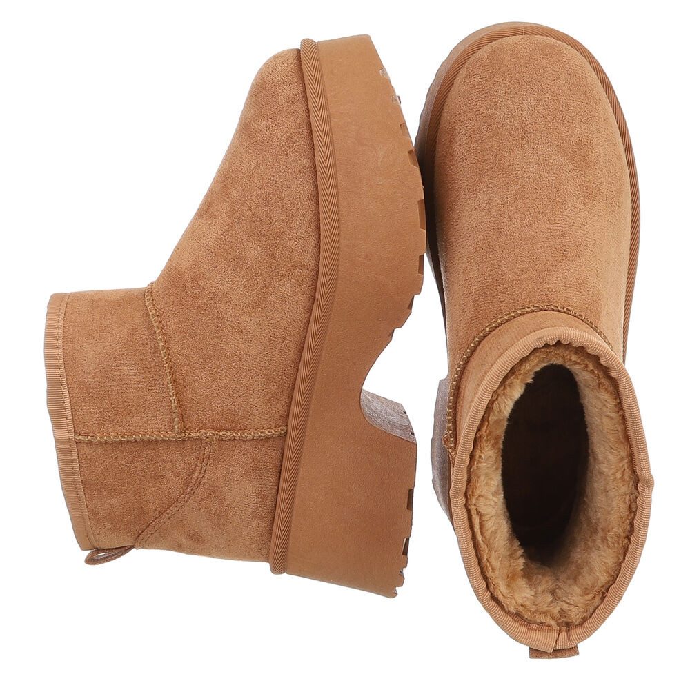 Ital-Design Plattform Ankle Boots für Damen – Stilvoll & Bequem Snowboots (90503042) Blockabsatz Stiefeletten in Camel