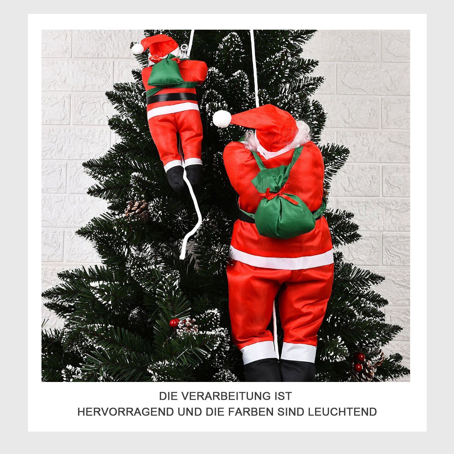 MAGICSHE Weihnachtsmann Kletterseil des Dekofiguren Höhe 60cm, Weihnachtsdekoration rot Weihnachtsmannes