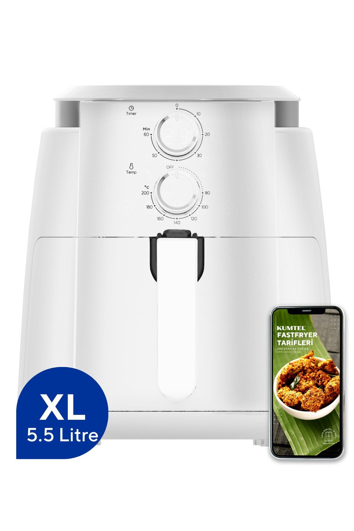 Opviq Heißluftfritteuse HAF-01, 1500 W, 3,9 l Fassungsvermögen, Rapid-Air-Technologie, bis 200 °C