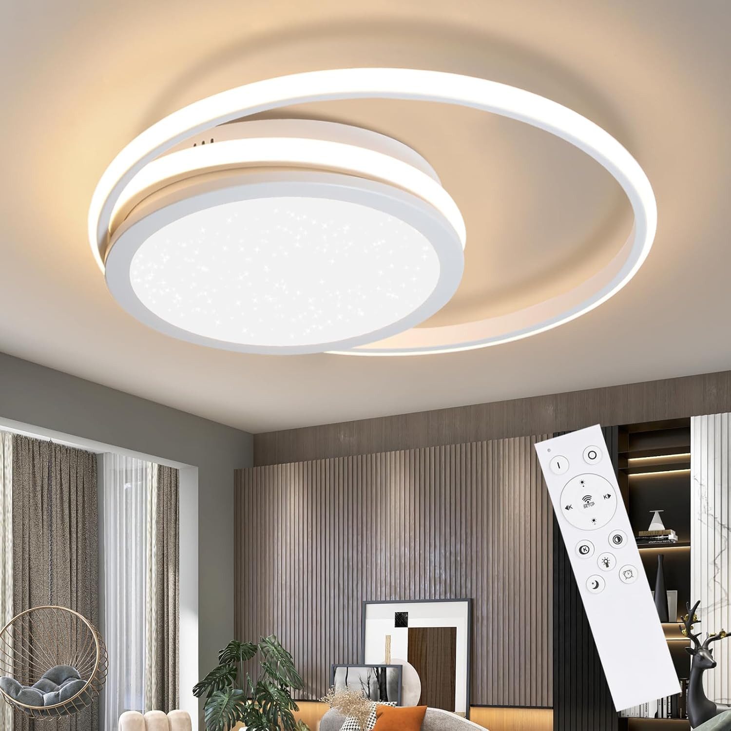 Nettlife LED Deckenleuchte Wohnzimmer Sternnenhimmel 56W Dimmbar Schwarz mi günstig online kaufen