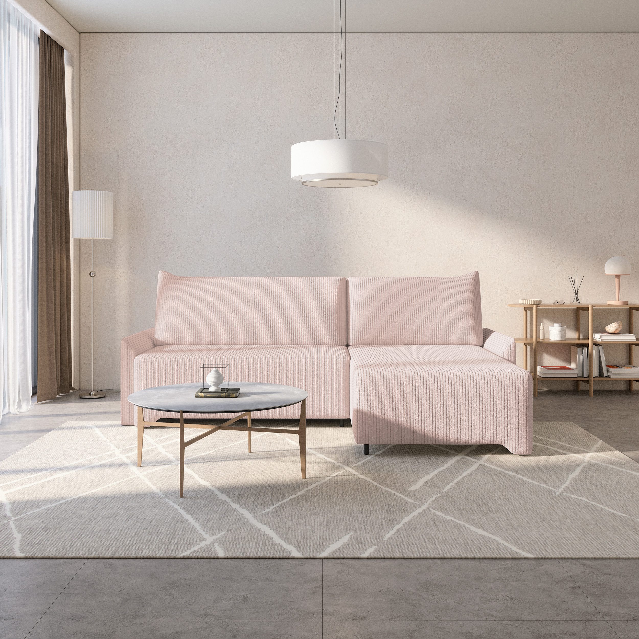 MOEBLO Ecksofa ROCKY, – Cordstoff Sofa in L-Form – Schlafsofa mit Schlaffun günstig online kaufen