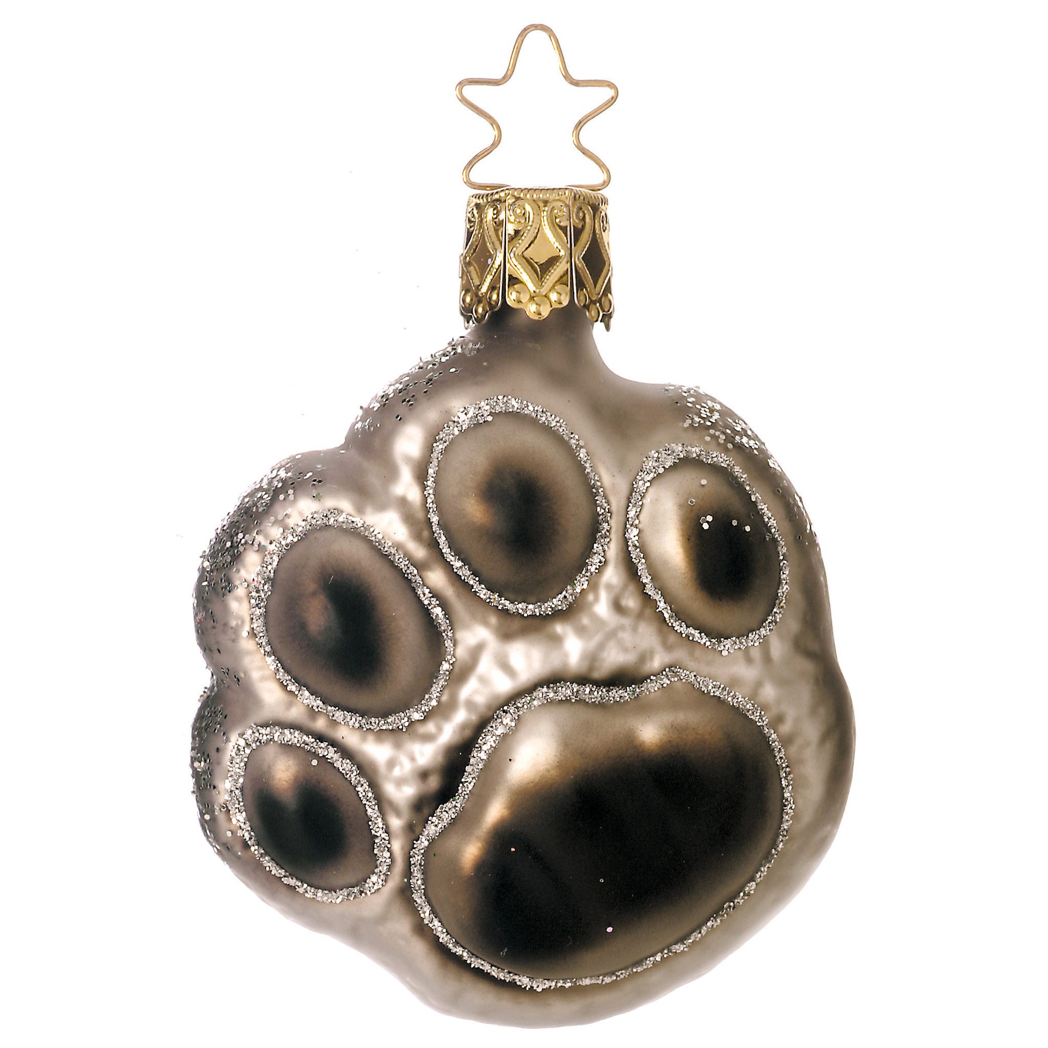 INGE-GLAS® Christbaumschmuck, Christbaumschmuck Glas Pfötchen Figur 6,5cm - Grau