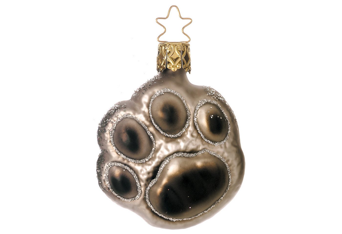 INGE-GLAS® Christbaumschmuck, Christbaumschmuck Glas Pfötchen Figur 6,5cm - Grau