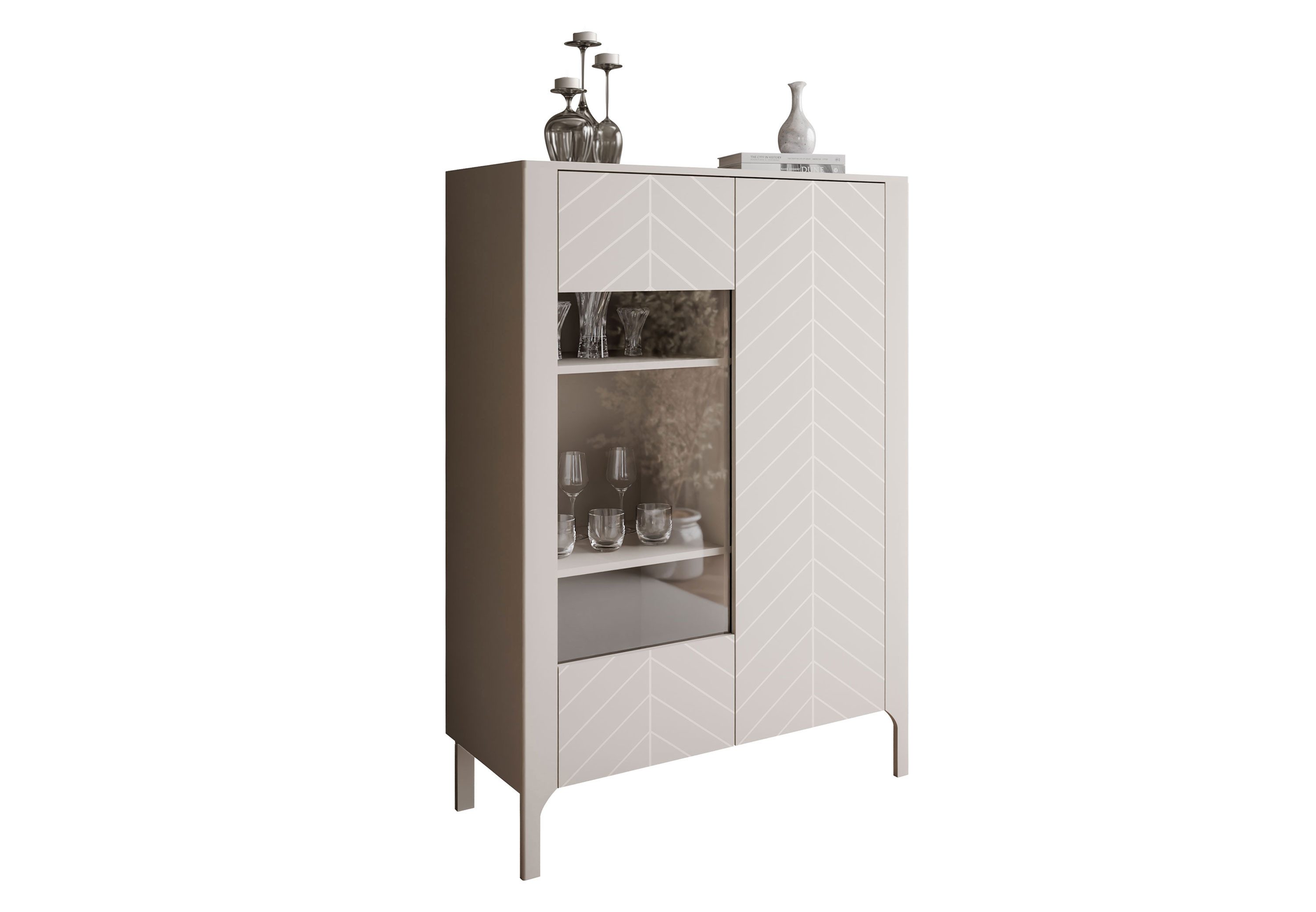 Lookway Glasvitrine LUMI mit zwei Türen (1x Vitrine) Breite: 103 cm, Höhe: 130 cm Tiefe: 41 cm