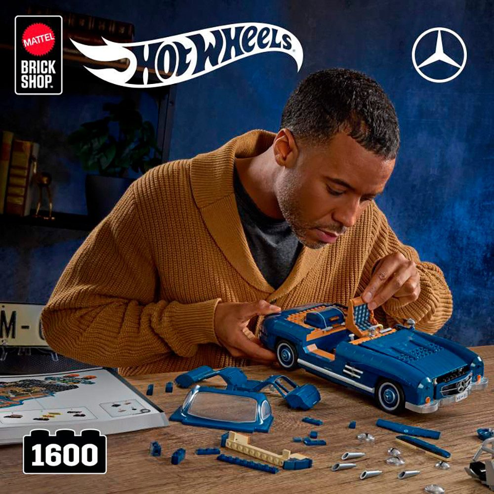 Mattel® Modellbausatz Mattel Brick Shop Hot Wheels, PREMIUM SERIES MERCEDES-BENZ, Maßstab 1:12, (1600-tlg)