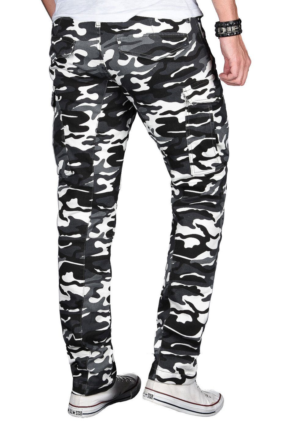 Alessandro Salvarini Cargohose A. Salvarini Herren Designer Cargohose Stretch Cargo Chino Stoff Hose