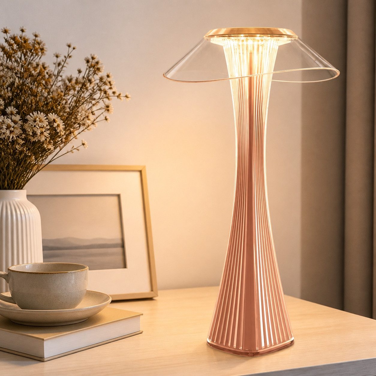 Nettlife LED Nachttischlampe Dimmbar Modern USB mit 3 Helligkeitsstufen Tischleuchte Tischlampe, Dimmbar, LED fest integriert, Naturweiß, Kaltweiß, Warmweiß, für Schlafzimmer, Büro, Wohnzimmer, Arbeitszimmer