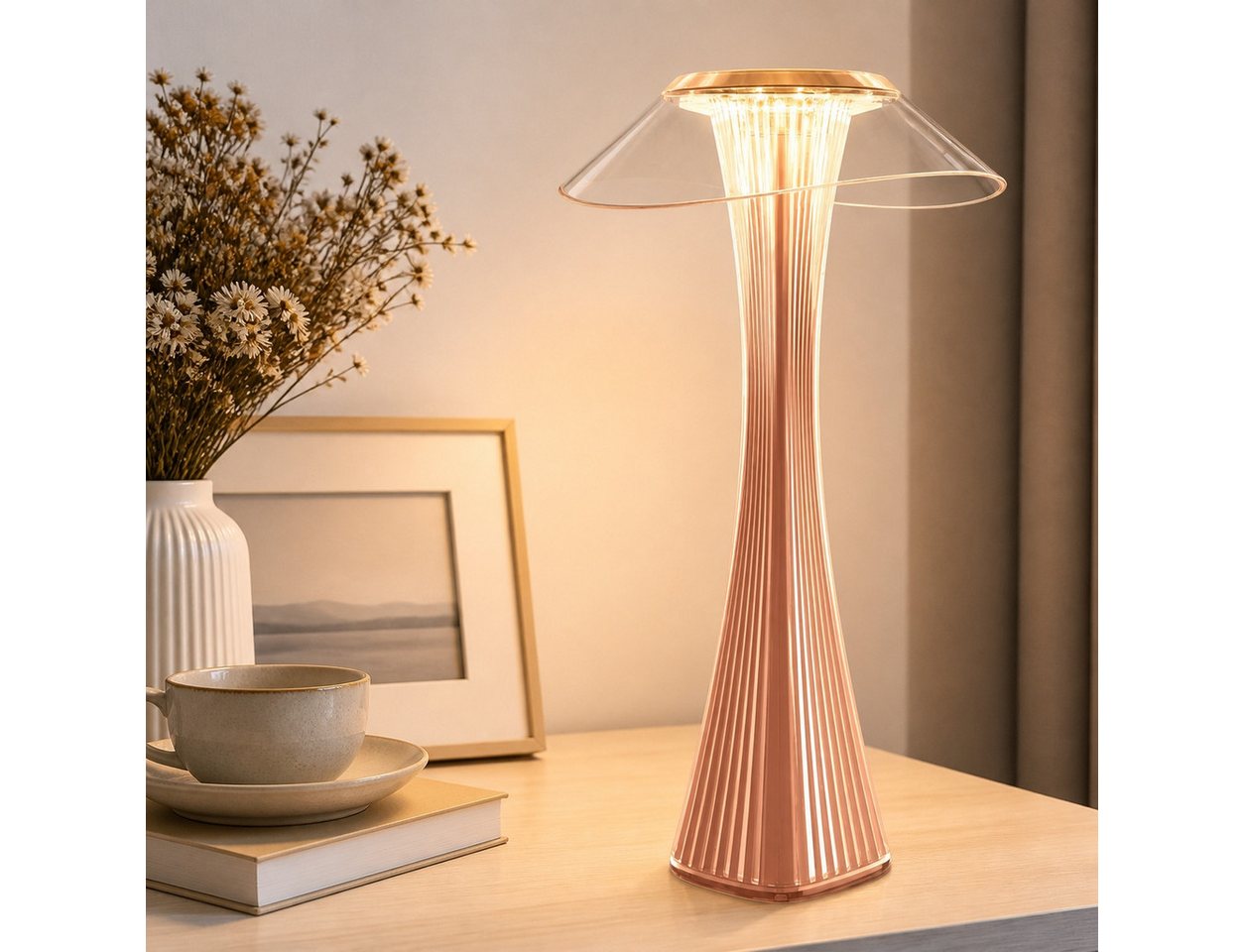 Nettlife LED Nachttischlampe Dimmbar Modern USB mit 3 Helligkeitsstufen Tischleuchte Tischlampe, Dimmbar, LED fest integriert, Naturweiß, Kaltweiß, Warmweiß, für Schlafzimmer, Büro, Wohnzimmer, Arbeitszimmer
