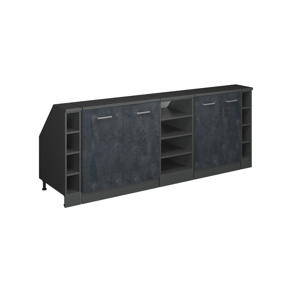 Vicco Kommode Rion, Schwarz Beton/Anthrazit, 210 cm 5er Set Schrankkorpuss 60 cm ... (5 St)