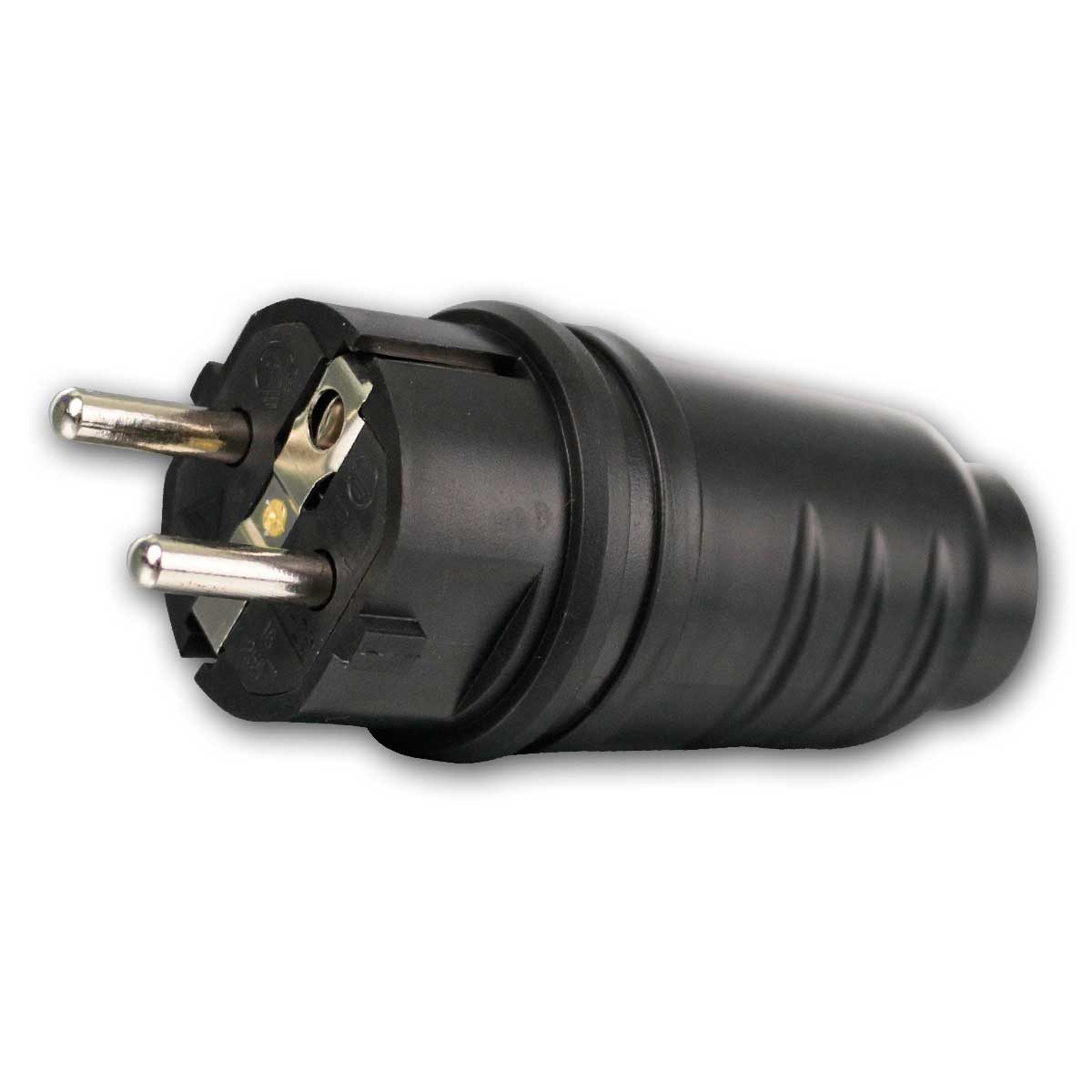 ChiliTec Schuko-Stecker Schutzkontakt-Gummistecker f. Außen 250V/16A, IP44