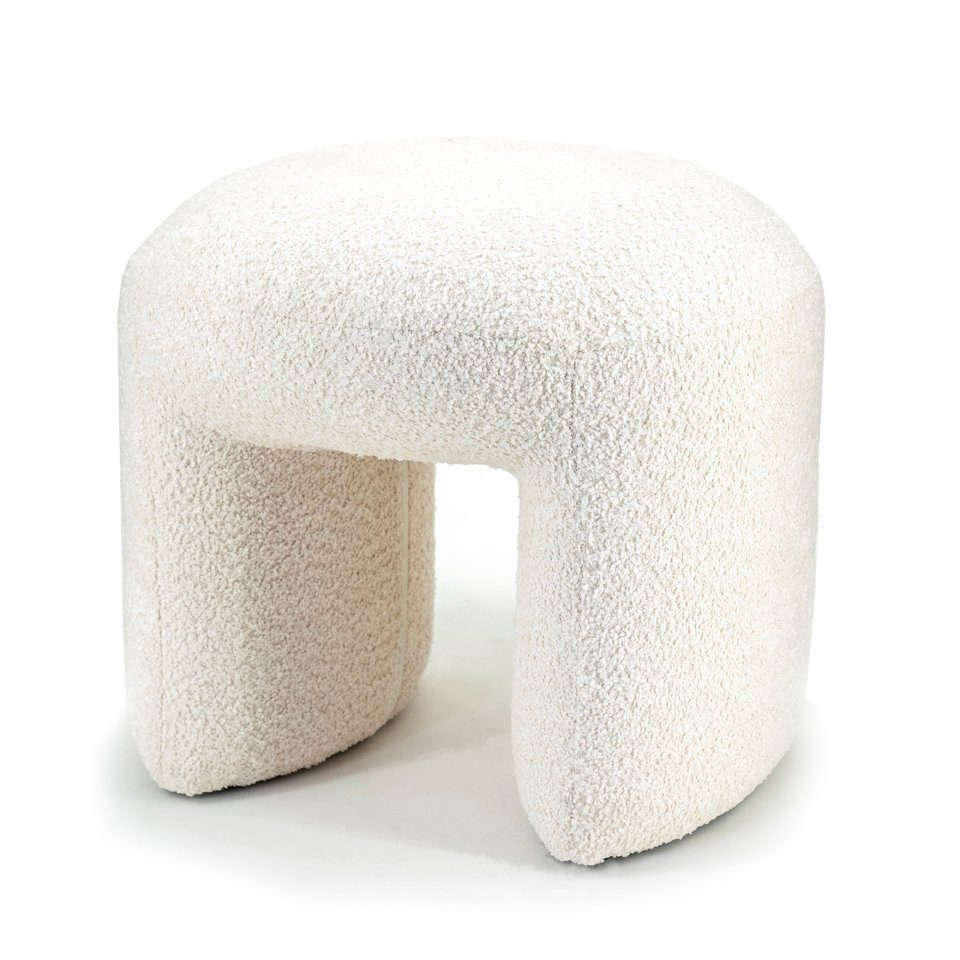 LEVEN Lifestyle Sitzhocker Hocker NAWASAHI Fußhocker Bouclé Stoff beige ode günstig online kaufen