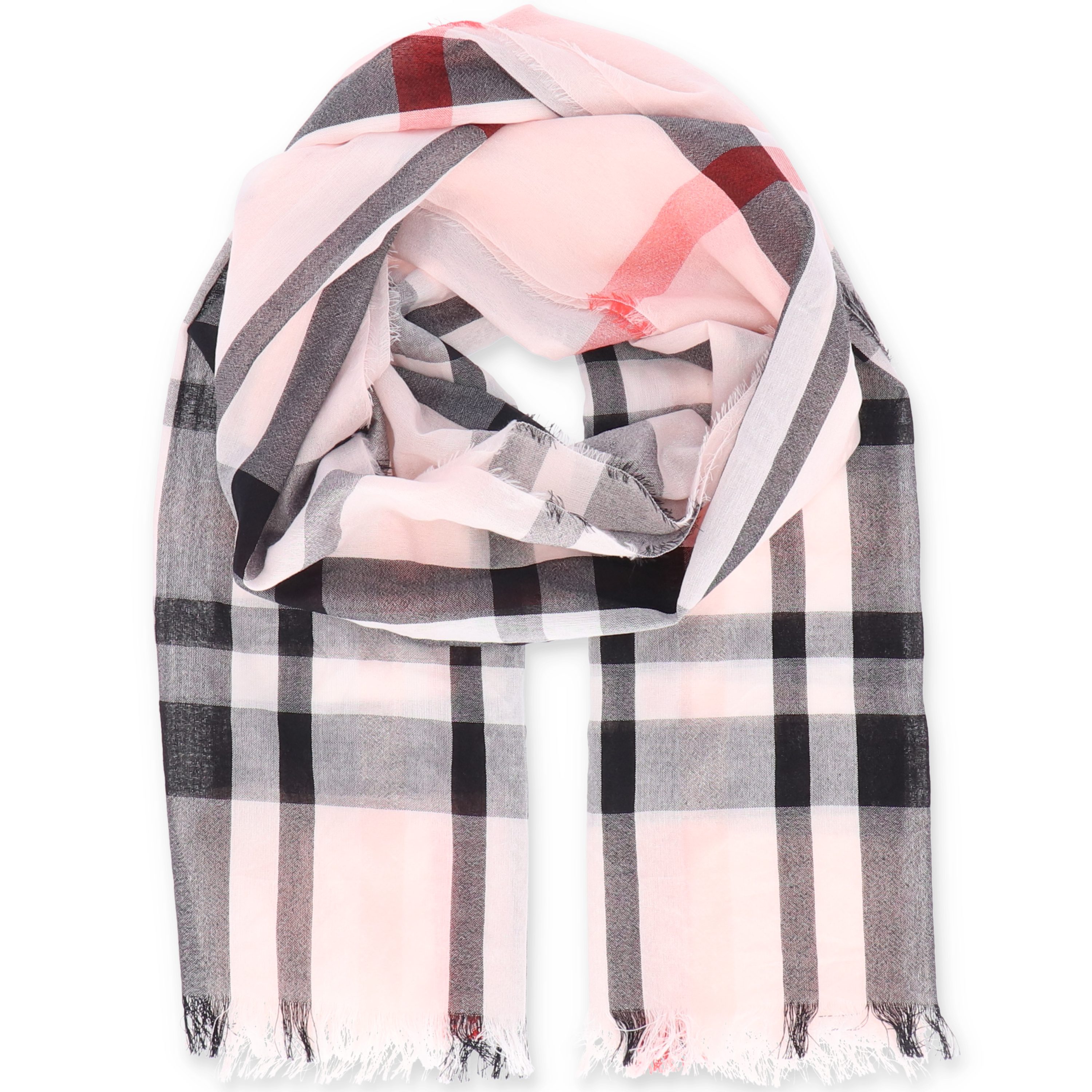 weicher halsüberkopf Schal, im mit Muster Schal rosa tollem Karo Modeschal Accessoires