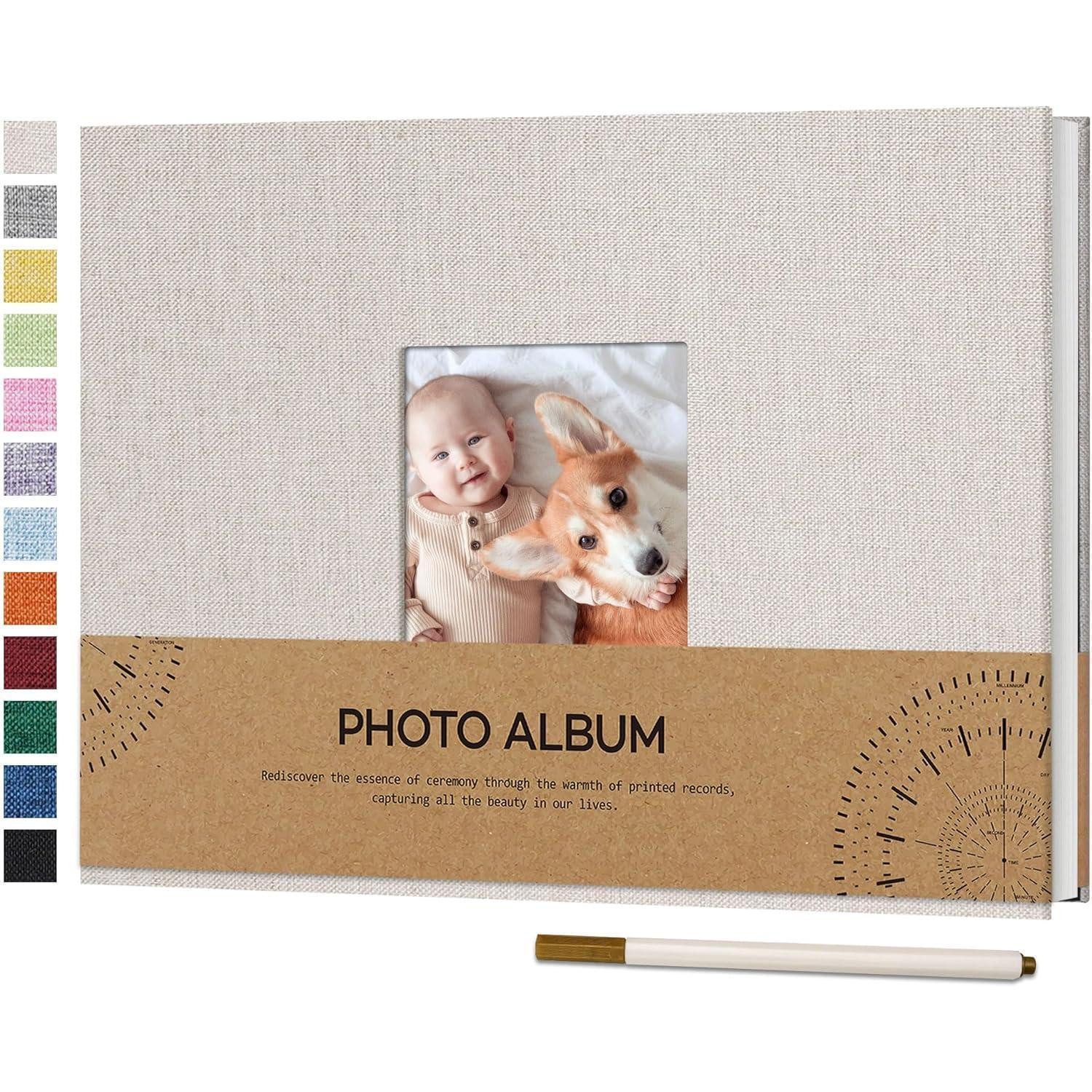 LuxusKollektion Fotoalbum Fotoalbum Selbstklebend 10x15 Leinen 21,5x30 CM 40 Seiten Beige
