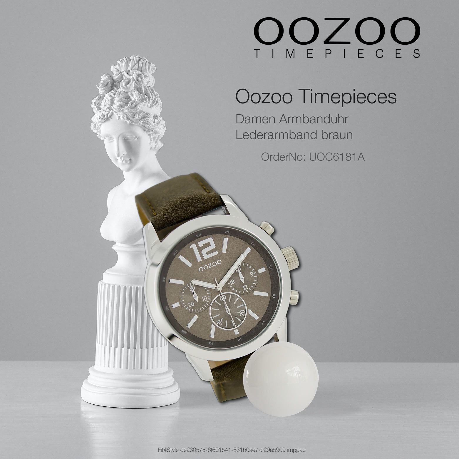 OOZOO Quarzuhr Oozoo Damen Armbanduhr braun Analog matt, (Analoguhr), Damenuhr rund, groß (ca. 43mm) Lederarmband, Casual-Style