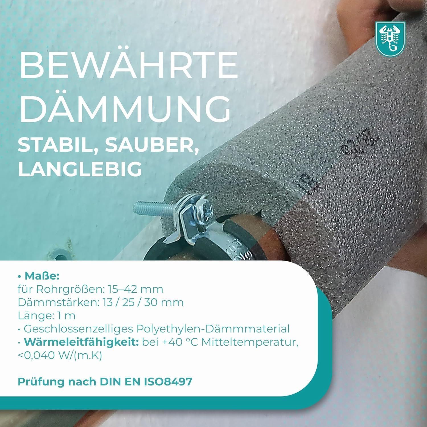 Scorprotect® Steinwolle Scorprotect PE Rohrisolierung 1 m Ware angeschlitzt Farbe grau