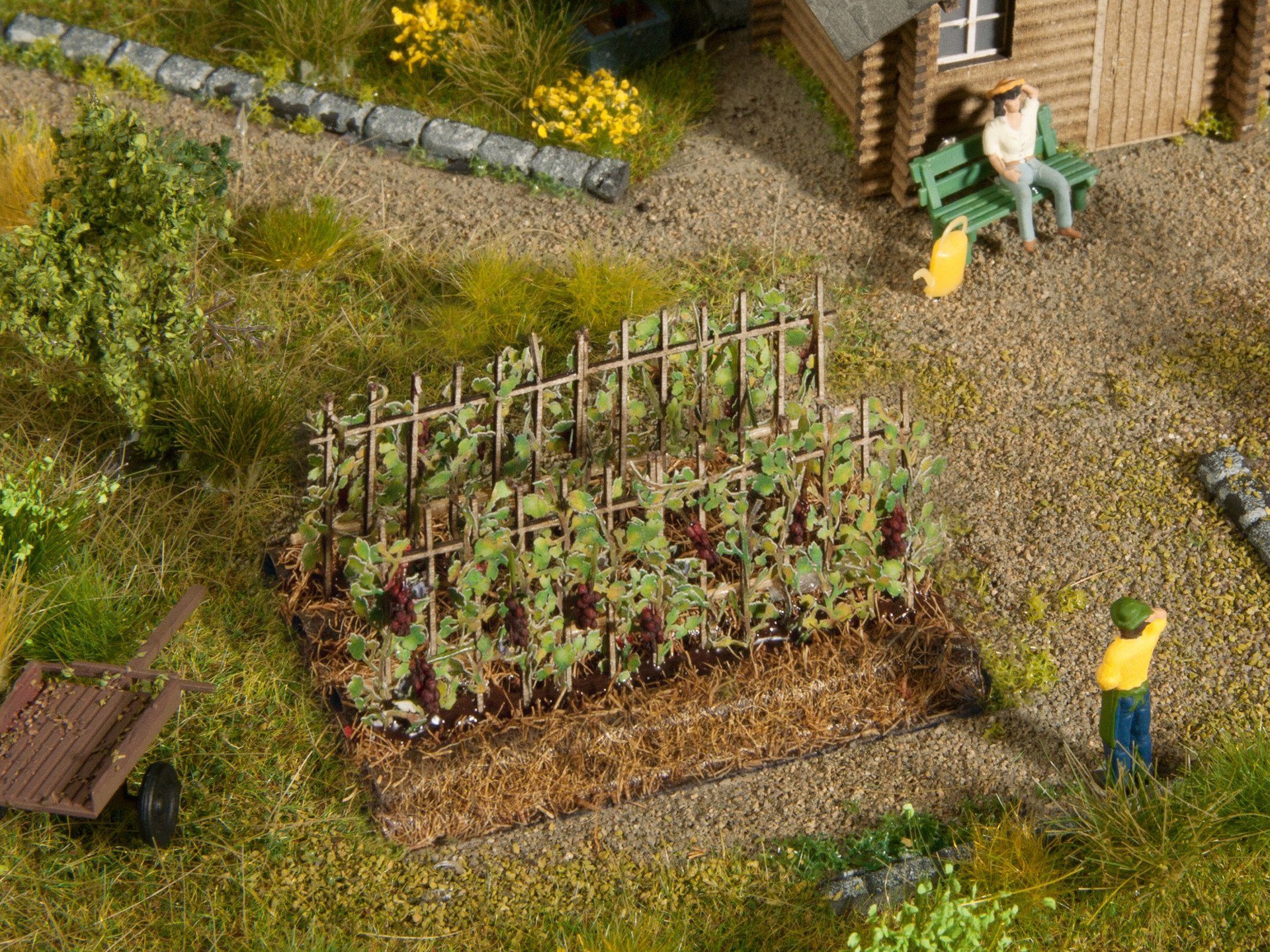 Modelleisenbahn-Gebäude Bohnenranken, mit detailgetreuen Pflanzen, H0 Deko