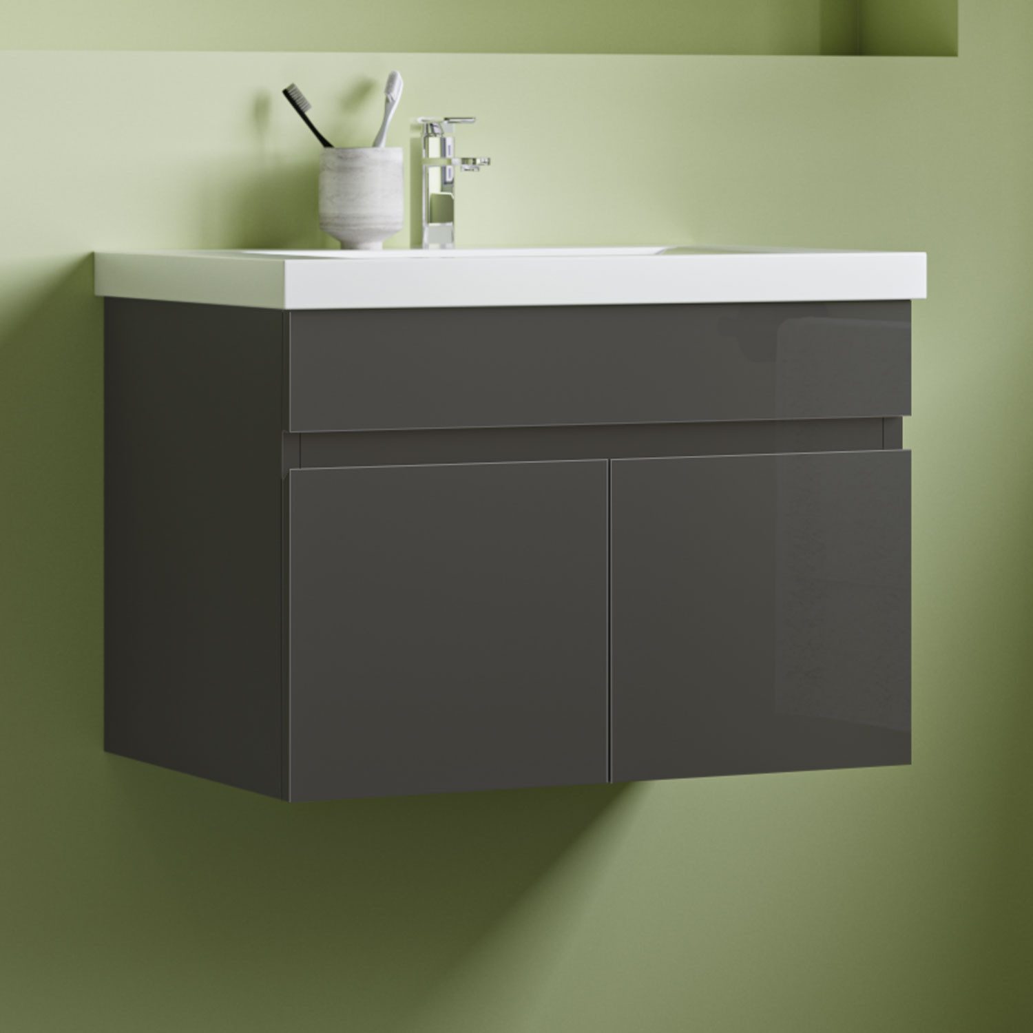Aica Sanitär Waschtisch Waschtisch Unterschrank Waschbecken MDF UV-geölt Badmöbel Set