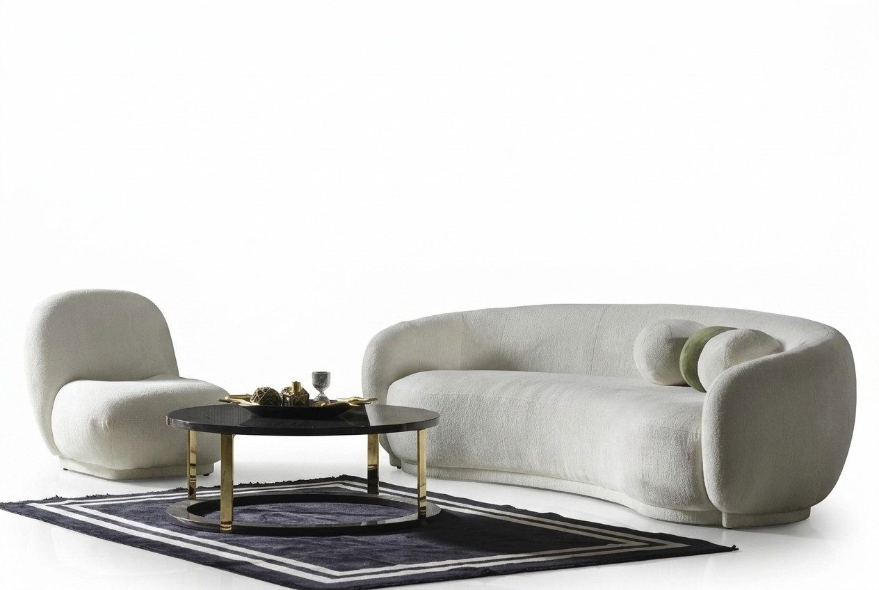 Xlmoebel Polstergarnitur Weißes Stoffsofa im modernen Design für elegantes Wohnen, (Polstergarnitur, 2-tlg., Sofarnitur 3 + 1 Sitzer), Hergestellt in Europa