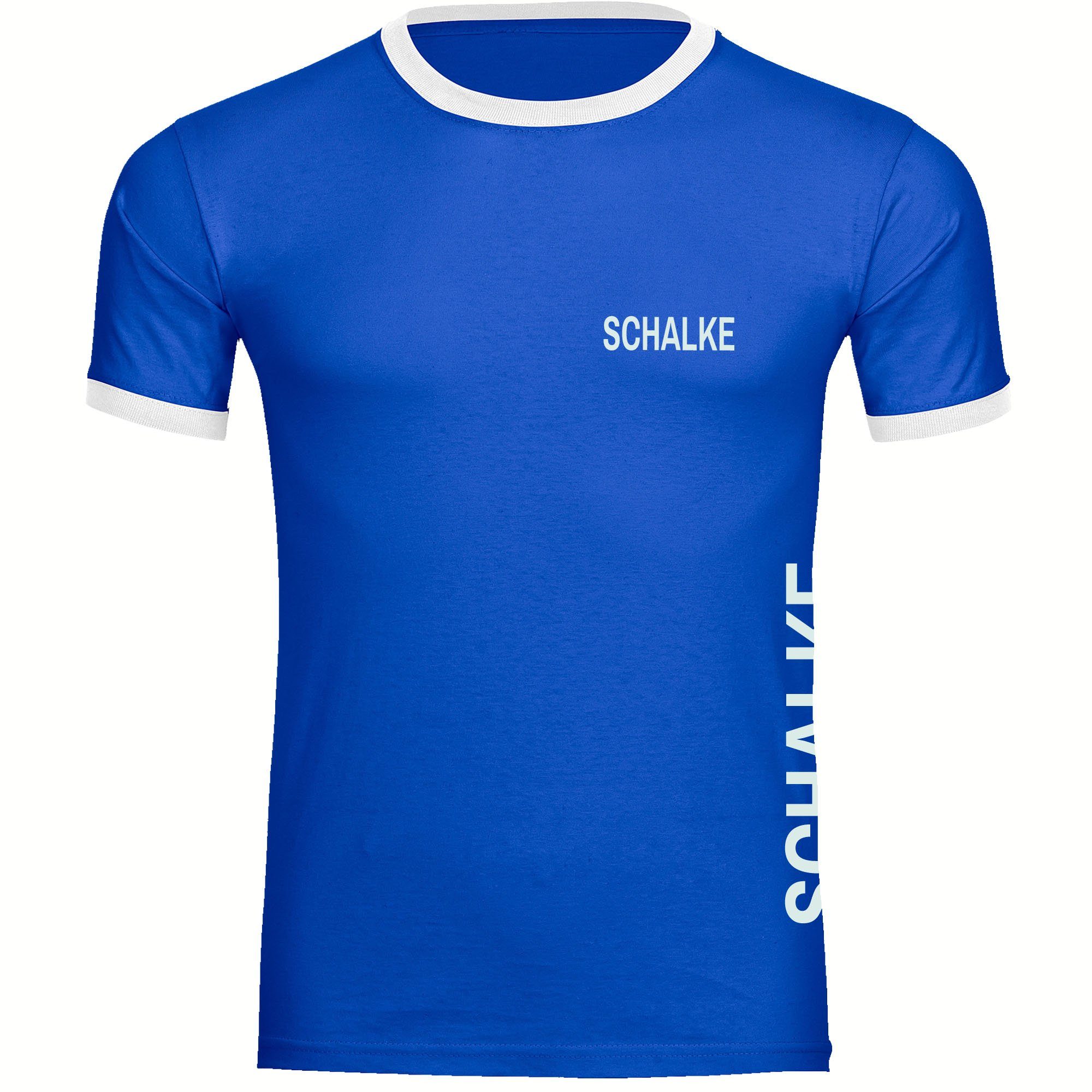 multifanshop T-Shirt Kontrast Schalke - Brust & Seite - Männer