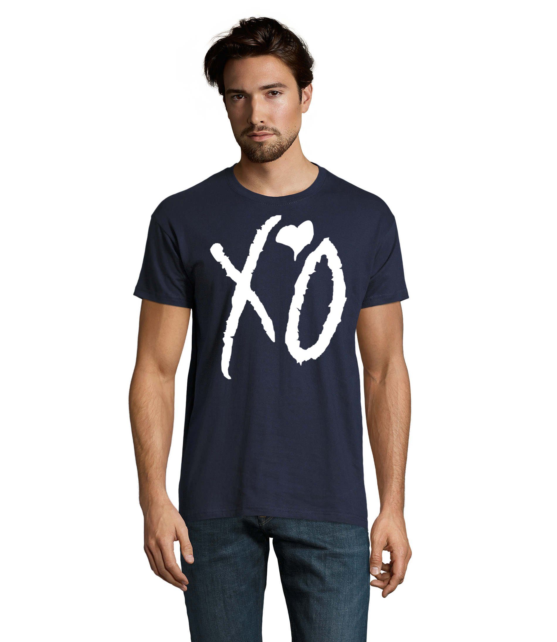 Blondie & Brownie T-Shirt Herren XO Kisses Hugs Weeknd Starboy Musik Fan Festival Navyblau