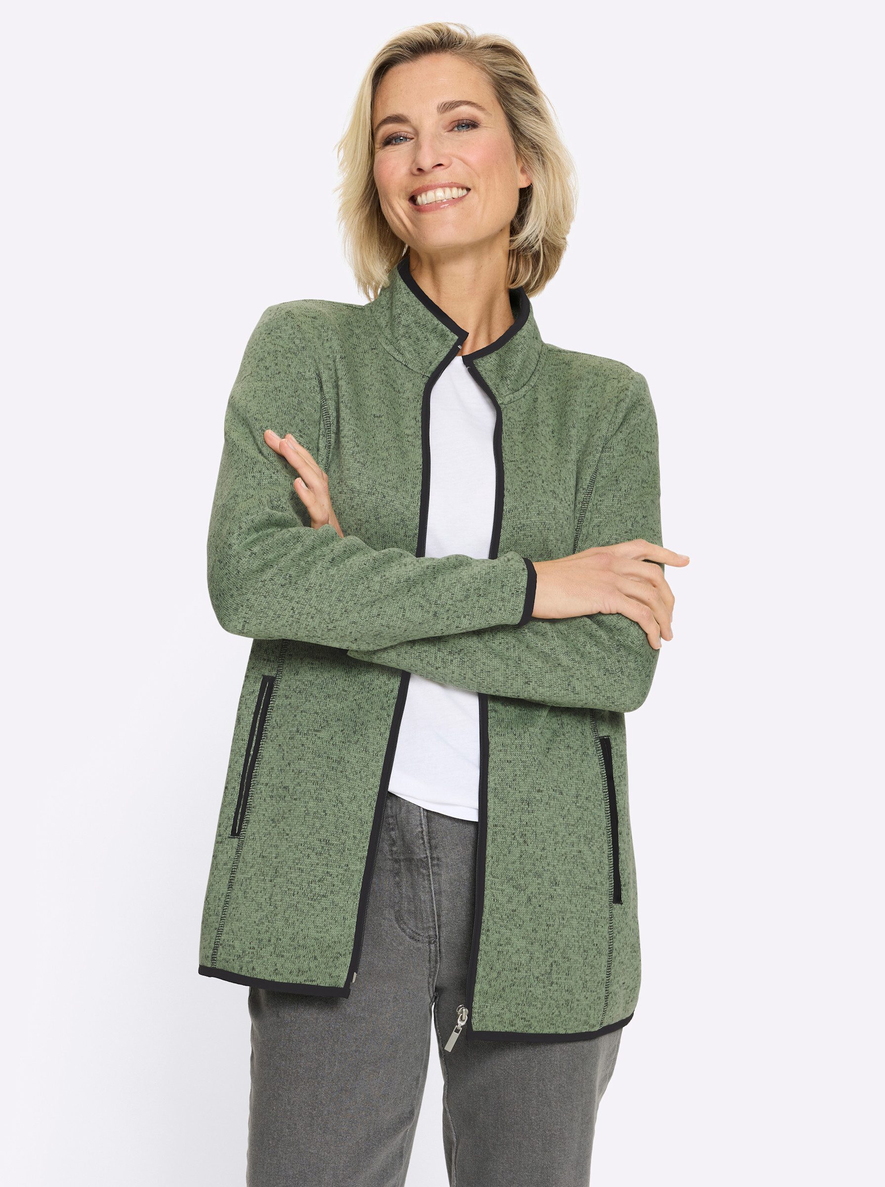 Allwetterjacke Strickfleece-Jacke Langarm